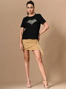 PANKH Elton Printed Pure Cotton T-Shirt With Skirt