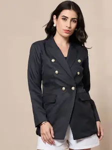 SASSAFRAS worklyf Checked Slim Fit Double Breasted Blazer