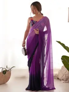 Saree mall Ombre Embroidered Poly Georgette Sarees