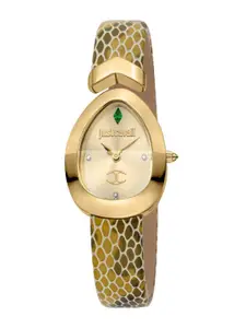Just Cavalli Women Embellished Dial & Leather Straps Analogue Watch JC1L321L0035