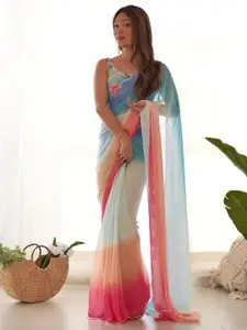Saree mall Ombre Embroidered Poly Georgette Holi Sarees
