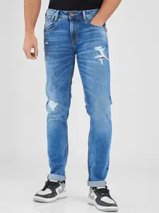 SPYKAR Men Skinny Fit Low-Rise Mildly Distressed Light Fade Stretchable Jeans