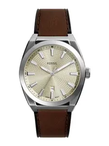 Fossil Men Stainless Steel Dial & Leather Straps Analogue Watch FS6071I-Brown