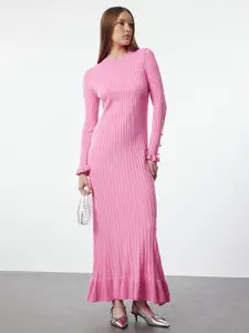 Trendyol Striped Round Neck Ready to Wear Maxi Dress