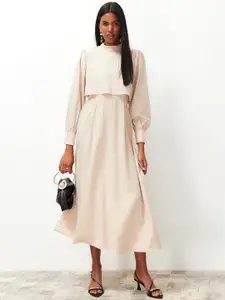 Trendyol Puff Sleeve Fit & Flare Midi Dress