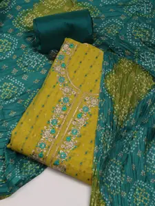 Meena Bazaar Floral Woven Design Sequinned Unstitched Dress Material