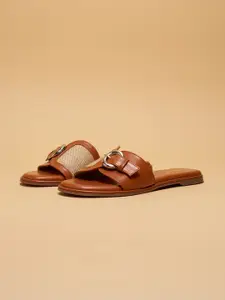 ERIDANI Women Open Toe Flats with Buckles