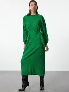 Trendyol Cuffed Sleeves A-Line Midi Dress
