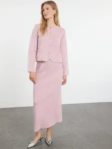 Trendyol Checked Round Neck Top With Skirt