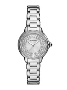 Emporio Armani Women Embellished Bracelet Style Analogue Watch AR11632I-Silver