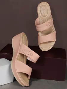 Bata comfit Solid PU Platform Sandals with Buckles