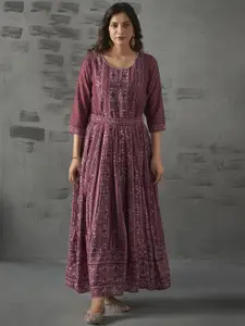 Anouk Printed Maxi-Length Anarkali Ethnic Dress