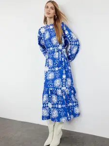 Trendyol Floral Printed Puff Sleeve Fit & Flare Midi Dress