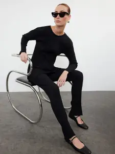 Trendyol Striped Round Neck Long Sleeve Top & Trouser