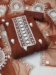 Ishin Ethnic Motifs Embroidered Organza Unstitched Dress Material