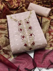 Ishin Ethnic Motifs Embroidered Beads and Stones Unstitched Dress Material