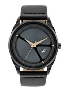 Fastrack Women Brass Dial & Leather Straps Analogue Watch 3273NL04