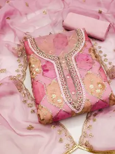 ASISA Geometric Embroidered Sequinned Organza Unstitched Dress Material