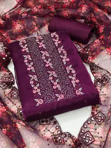 Ishin Floral Embroidered Sequinned Organza Unstitched Dress Material