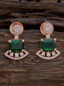 Kushal's Fashion Jewellery Rhodium Plated Zircon Embellished Bridal Circular Drop Earrings