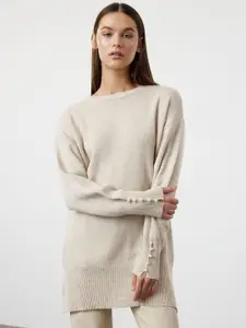 Trendyol Women Ribbed Longline Pullover