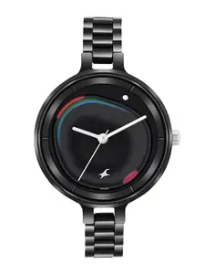 Fastrack Women Brass Printed Dial & Stainless Steel Bracelet Style Straps Analogue Watch 6306KM01