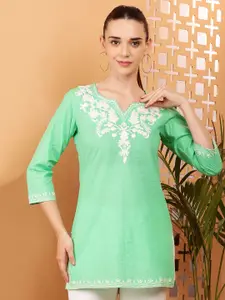 KALINI Ethnic Motifs Embroidered Thread Work Pure Cotton Thread Work Kurti