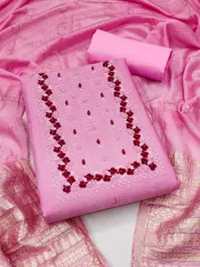 Ishin Floral Embroidered Pure Cotton Unstitched Dress Material