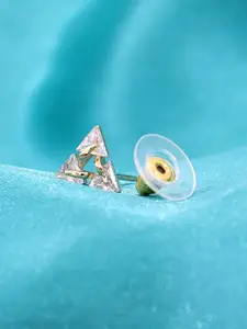 VAGHBHATT Gold-Plated Zircon Studded Triangular Studs