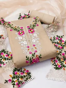 Ishin Floral Embroidered Thread Work Unstitched Dress Material