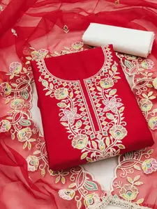 ASISA Floral Embroidered Thread Work Unstitched Dress Material