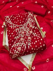 Ishin Printed Beads & Stones Pure Cotton Unstitched Dress Material