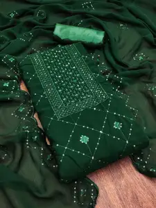 Ishin Floral Embroidered Sequinned Silk Georgette Unstitched Dress Material