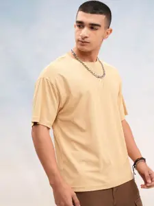 HIGHLANDER Men Brand Logo Printed Round Neck Oversized T-shirt