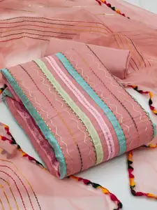 Ishin Geometric Embroidered Gotta Patti Unstitched Dress Material