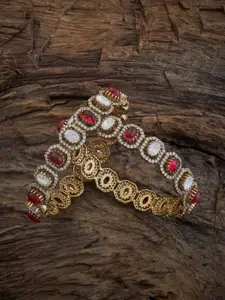 Kushal's Fashion Jewellery Set Of 2 Gold-Plated Kundan Stone-Studded Bangles