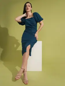 Globus Puff Sleeve Sheath Midi Dress