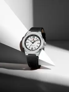 Naviforce Men Brass Dial & Leather Straps Analogue Watch NF9233 SWB