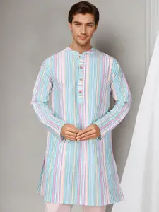 Anouk Striped Mandarin Collar Pure Cotton Straight Kurta