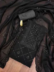 Ishin Geometric Embroidered Sequinned Silk Georgette Unstitched Dress Material