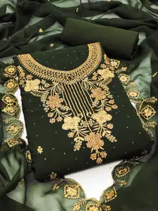 Ishin Floral Embroidered Beads & Stones Silk Georgette Unstitched Dress Material