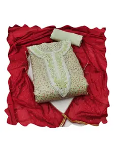 Ishin Floral Embroidered Beads and Stones Organza Unstitched Dress Material