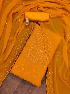 Ishin Embroidered Silk Georgette Unstitched Dress Material