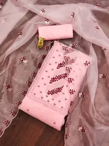 Ishin Ethnic Motifs Embroidered Sequinned Organza Unstitched Dress Material