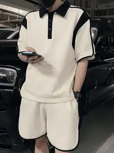 StyleCast White Colourblocked Tshirt With Shorts