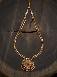 Kushal's Fashion Jewellery Gold-Plated Stone Studded & Beaded Antique Necklace