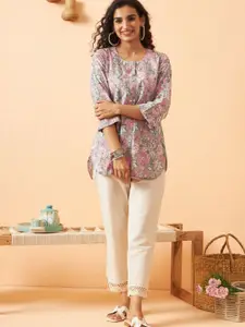 ARAVALII Floral Printed Pure Cotton Kurti