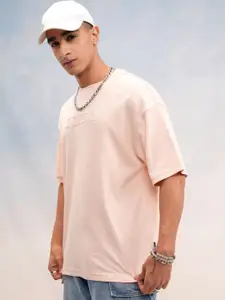 HIGHLANDER Men Brand Logo Printed Round Neck Cotton Oversized T-shirt