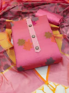 Ishin Floral Woven Design Gotta Patti Unstitched Dress Material