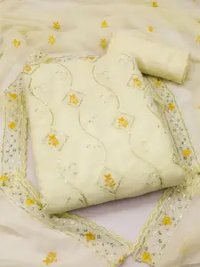 Ishin Floral Embroidered Silk Georgette Unstitched Dress Material